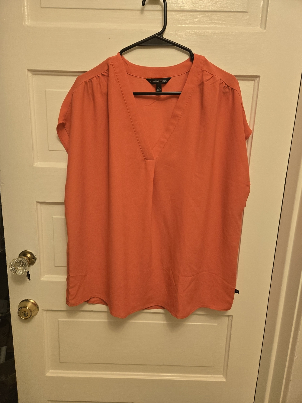 Banana Republic Hot Pink V-Neck Cap Sleeve Top
